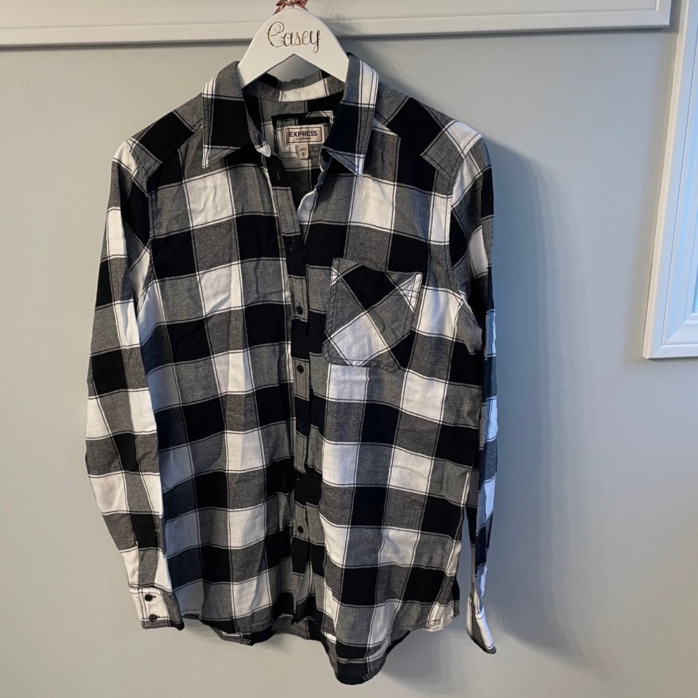 Express | boyfriend-fit flannel shirt